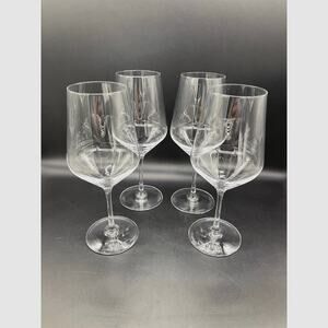Stolzle Lausitz Set of 4 Clear Crystal Signed Wine Glasses 9.5" Made in Germany